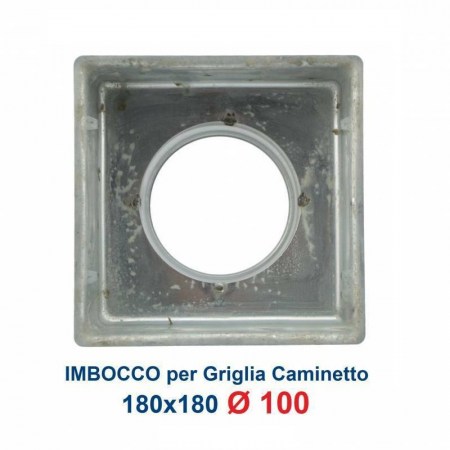 Griglia Bocchetta 18x18cm Diam.100mm Bianca con Adattatore per Camino - Imbocco R