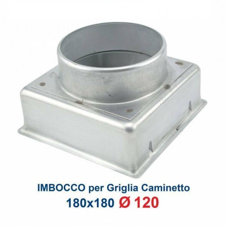 Griglia Bocchetta 18x18cm Diam.120mm Alluminio con Adattatore per Camino - Imbocco