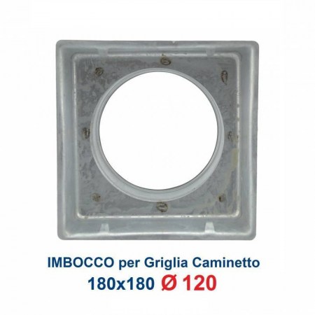 Griglia Bocchetta 18x18cm Diam.120mm Alluminio con Adattatore per Camino - Imbocco R