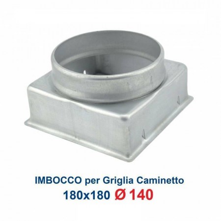 Griglia Bocchetta 18x18cm Diam.140mm Bianca con RETE e Adattatore per Camino - Imbocco