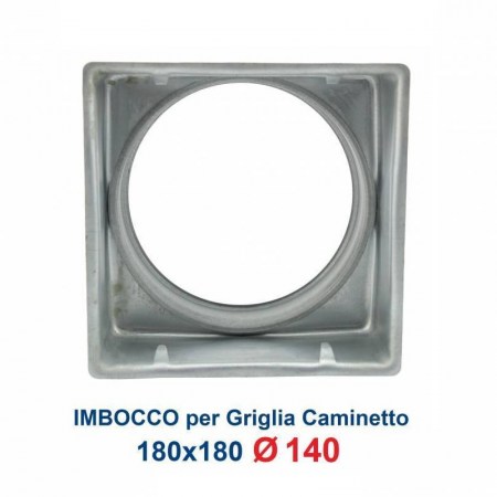 Griglia Bocchetta 18x18cm Diam.140mm Bianca con Adattatore per Camino - Imbocco R