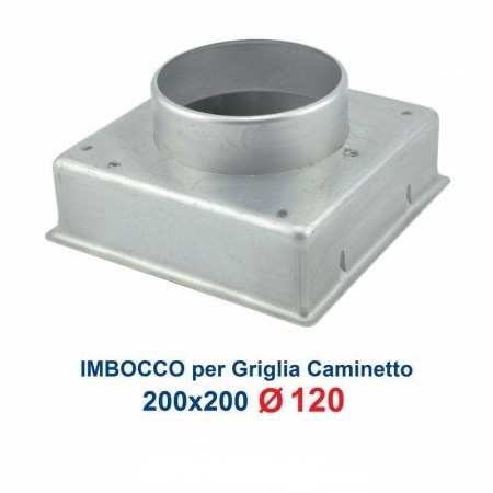 Bocchetta Aria cm20x20 regolabile Bianca con Adattatore D.120 per Caminetti - Imbocco