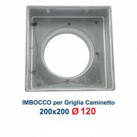 Bocchetta Aria cm20x20 regolabile Bianca con Adattatore D.120 per Caminetti - Imbocco R