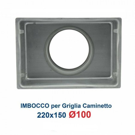 Griglia Bocchetta 22x15cm ALLUMINIO Diam.100mm con Adattatore per Camino - Imbocco R