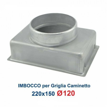 Griglia Bocchetta 22x15cm ALLUMINIO Diam.120mm con Adattatore per Camino - Imbocco