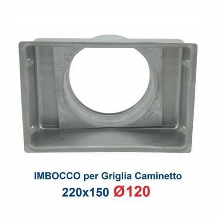 Griglia Bocchetta 22x15cm ALLUMINIO Diam.120mm con Adattatore per Camino - Imbocco R