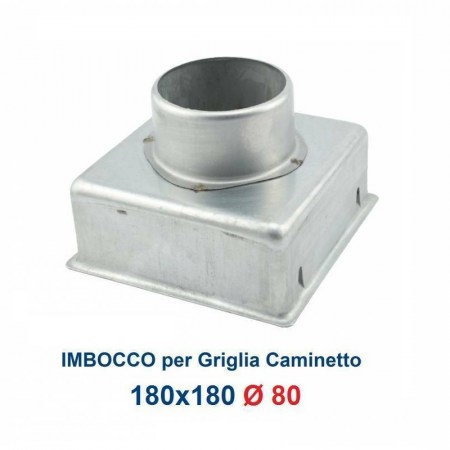 Griglia Bocchetta 18x18cm Diam.80mm Bianca con RETE e Adattatore per Camino - imbocco