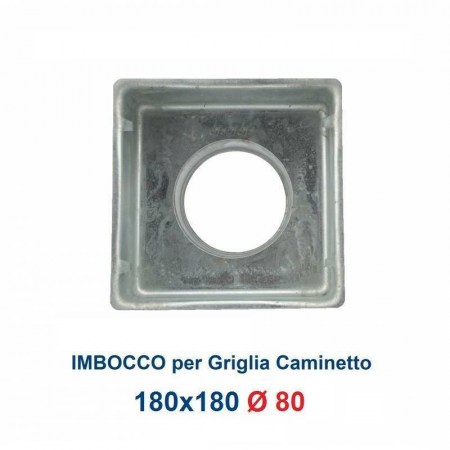 Griglia Bocchetta 18x18cm Diam.80mm Alluminio con Adattatore per Camino - Imbocco R