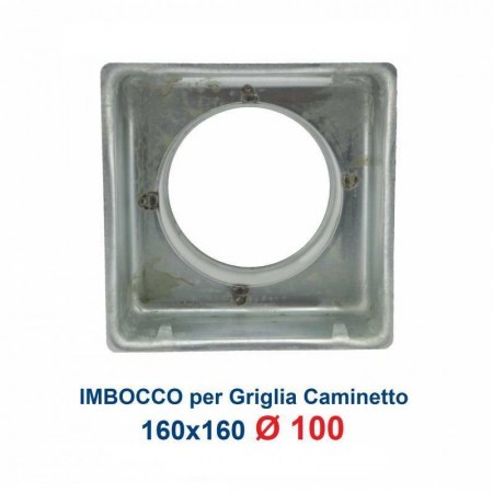 Griglia Bocchetta 16x16cm Alluminio Diam.100mm con Adattatore per Camino - Imbocco 100 R