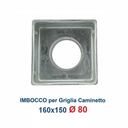 Imbocco per Griglia 16x15 diametro 60mm Raccordo Adattatore per Bocchetta Caminetto - dettaglio