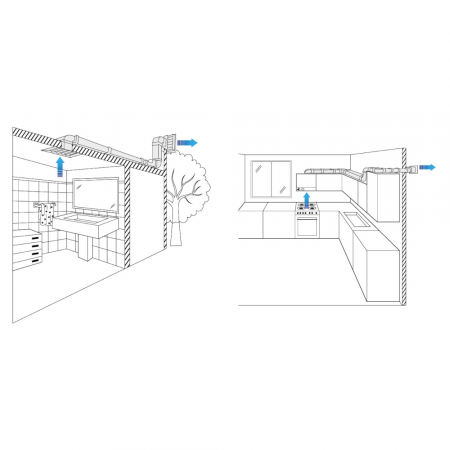 Gomito curva a 90° Ø 125  in plastica per condotto aria VMC cappa cucina