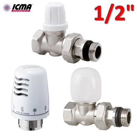 Kit termostatico ICMA - valvola + detentore + testa termostatica 1/2″ dritto attacco ferro - 82KITFAD061100