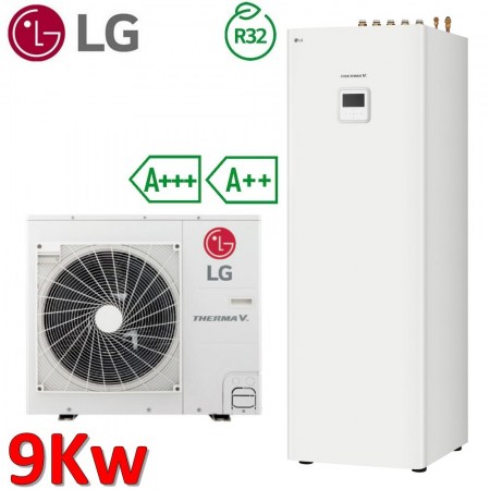 Pompa di calore aria acqua 9.0 Kw LG Therma V SPLIT con accumulo ACS integrato - HU091MR.U44 + HN0913T.NK0