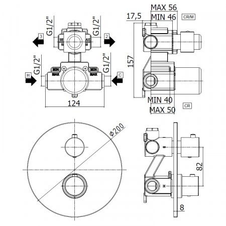 LIQ018 CR LIGHT Paffoni - scheda dimensionale