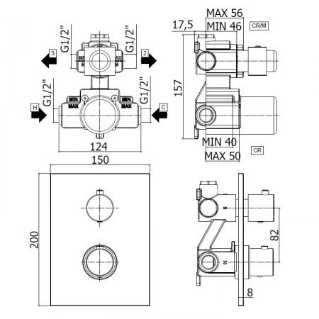 LIQ518 CR LIGHT Paffoni - scheda dimensionale