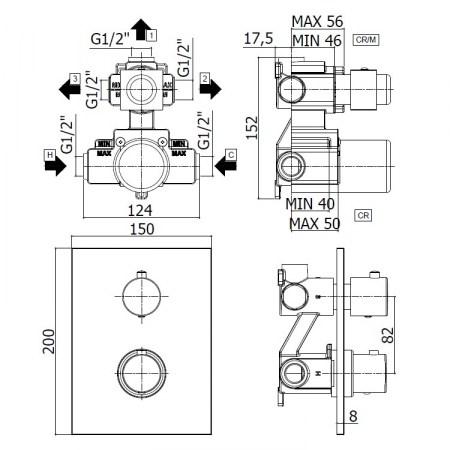 LIQ519 CR LIGHT Paffoni - scheda dimensionale