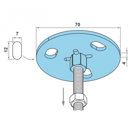 OTER - Piastra circolare di fissaggio zincata M8/M10 - M20002