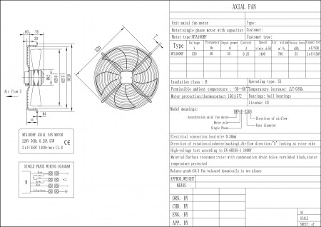 Dimensioni ventilatore assiale aspirante Ø 250