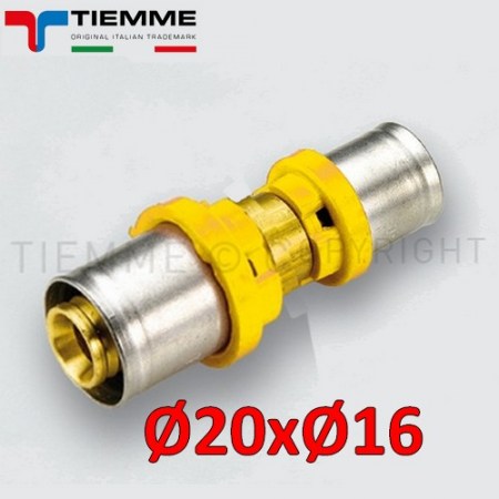 Multistrato per gas - Raccordo dritto doppio manicotto ridotto Ø 16x20 mm - 2650042