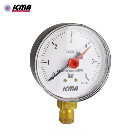 ICMA Manometro 1/4″ art. 257 per acqua attacco radiale 0-6 Bar - conforme INAIL - 91257AB06