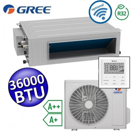 Climatizzatore mono canalizzato Gree R32 36000 Btu A++ A+ comando incluso U-MATCH 6 - GUD100PHS1/A-S+GUD100W1/NhA-S