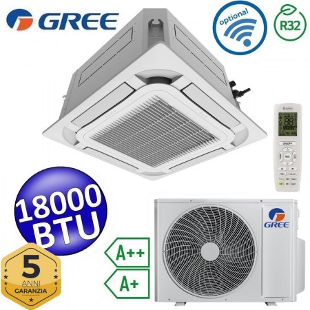 Climatizzatore mono a cassetta 8 vie Gree 18000 Btu R32 - telecomando e pannello inclusi - U-MATCH 6 - KIT-GUD50TW1