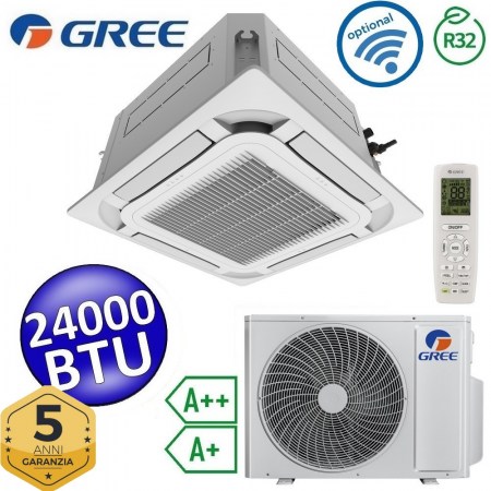 Climatizzatore mono a cassetta 8 vie Gree 24000 Btu R32 - telecomando e pannello inclusi - U-MATCH 6 - KIT-GUD71TW