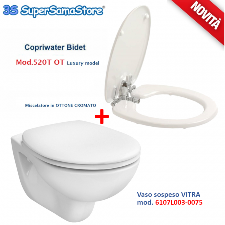 Copriwater Bidet 520 completo di Vaso in Ceramica Sospeso- Normus  VITRA