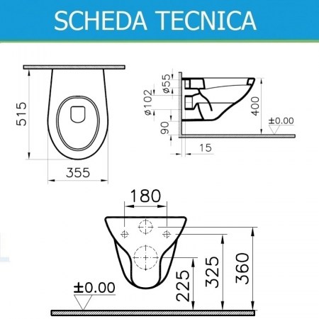 Copriwater Bidet 520 completo di Vaso in Ceramica Sospeso- Normus  VITRA