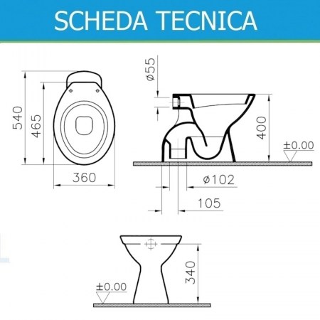 Copriwater Bidet 520 completo di Vaso in Ceramica a Terra-Normus VITRA