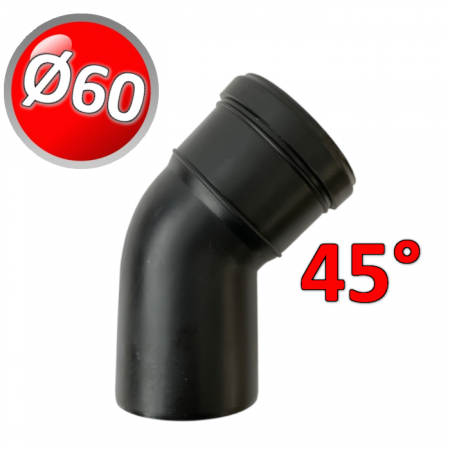 Curva M-F 45° in PPs nero Ø 60 mm fumi caldaia condensazione