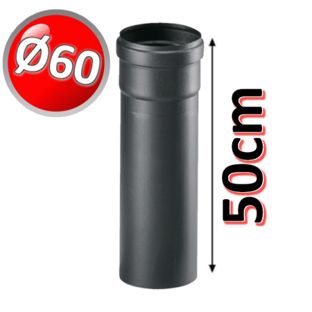 Tubo lineare cm 50 in PPs NERO Ø 60 mm fumi caldaia condensazione