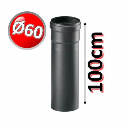 Tubo lineare cm 100 in PPs NERO Ø 60mm fumi caldaia condensazione