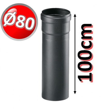 Tubo lineare cm 100 in PPs NERO Ø 80 mm fumi caldaia condensazione