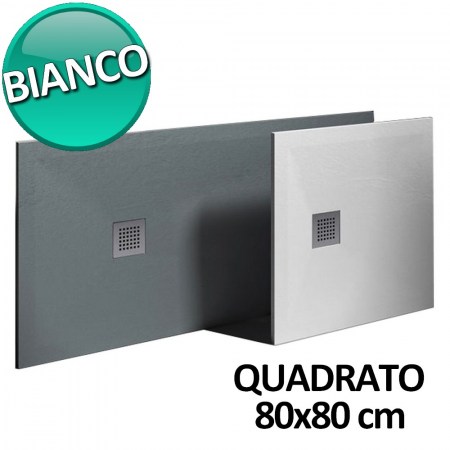  Piatto doccia 90x90 cm  in resina e gelcoat effetto pietra - Colore Bianco