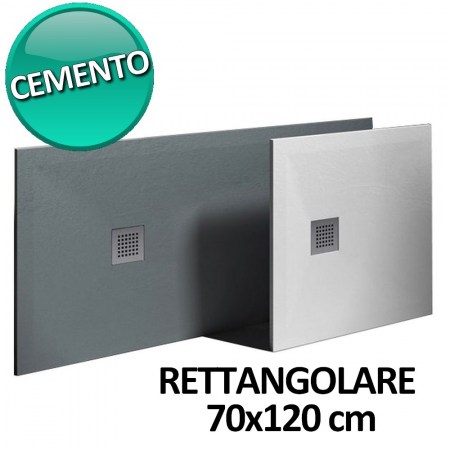  Piatto doccia 70x120 cm  in resina e gelcoat effetto pietra - Colore Cemento