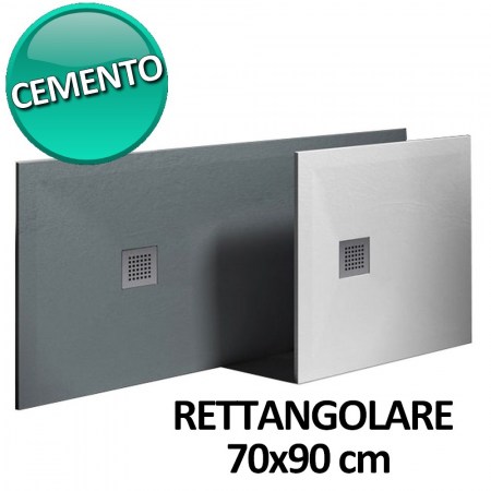  Piatto doccia 70x90 cm  in resina e gelcoat effetto pietra - Colore Cemento