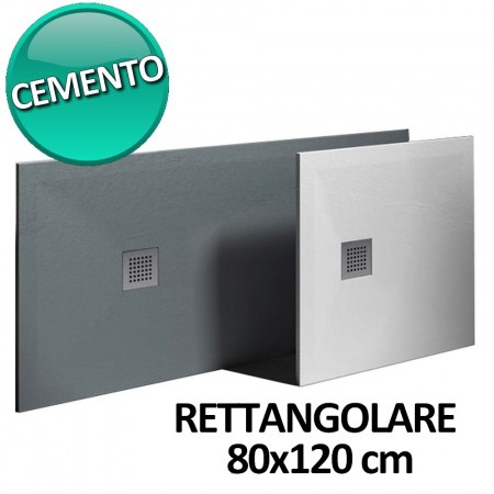  Piatto doccia 80x120 cm  in resina e gelcoat effetto pietra - Colore Cemento