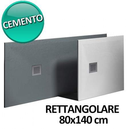  Piatto doccia 80x140 cm  in resina e gelcoat effetto pietra - Colore Cemento