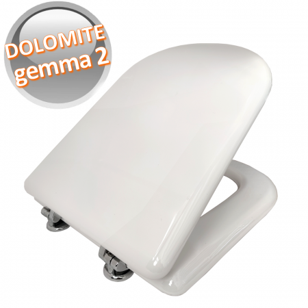 Sedile compatibile per wc GEMMA DUE sospeso Dolomite bianco europeo con cerniere in acciaio