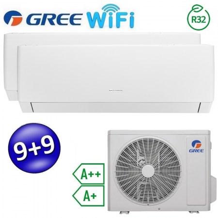 Climatizzatore inverter PULAR dual split Wi-Fi 9000 + 9000 Btu (U.E.14) GREE R32 classe A++/A+ - PULARWDUAL99(14)