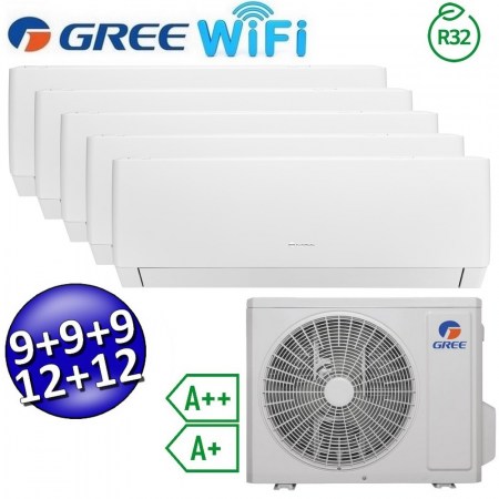 Climatizzatore inverter PULAR penta split Wi-Fi 9+9+9+12+12 Btu GREE R32 classe A++/A+ PULARWPENTA9991212(42)