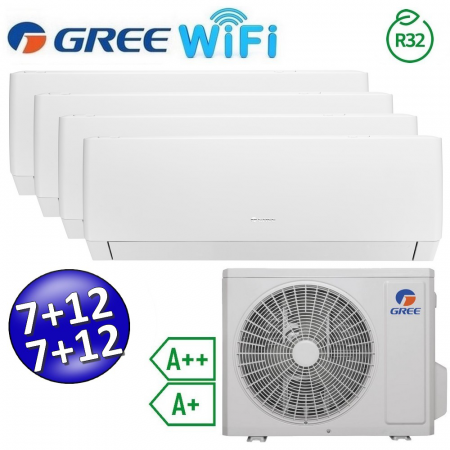 Climatizzatore inverter PULAR quadri split Wi-Fi 7+7+12+12 Btu GREE R32 classe A++/A+ PULARWQUADRI771212(28)