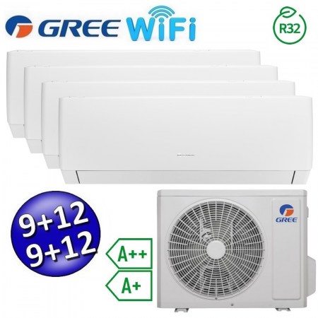 Climatizzatore inverter PULAR quadri split Wi-Fi 9+9+12+12 Btu GREE R32 classe A++/A+ PULARWQUADRI991212(28)