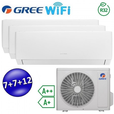Climatizzatore inverter PULAR trial split Wi-Fi 7000 + 7000 + 12000 Btu GREE R32 classe A++/A+ PULARWTRIAL7712(21)