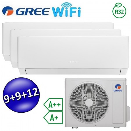 Climatizzatore inverter PULAR trial split Wi-Fi 9000 + 9000 + 12000 Btu GREE R32 classe A++/A+ PULARWTRIAL9912(21)