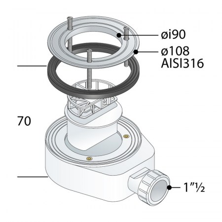 Piletta doccia TEA Altair - 6561.106.6 - dimensionale
