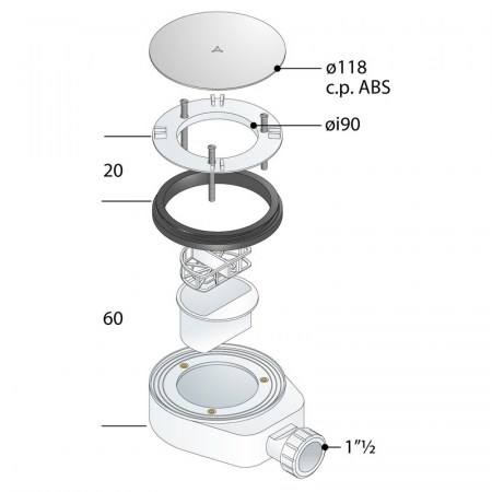 Piletta doccia TEA Auva Mini - 6621.076.6 - dimensionale 2
