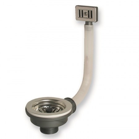 Piletta basket lavello cucina foro 90mm con troppo pieno rettangolare - attacco 1-1/2 - 4808.02PB.11/2