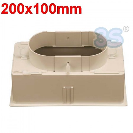 Plenum 200x100 mm in ABS con stacco regolabile da 160 a 200 mm e serranda